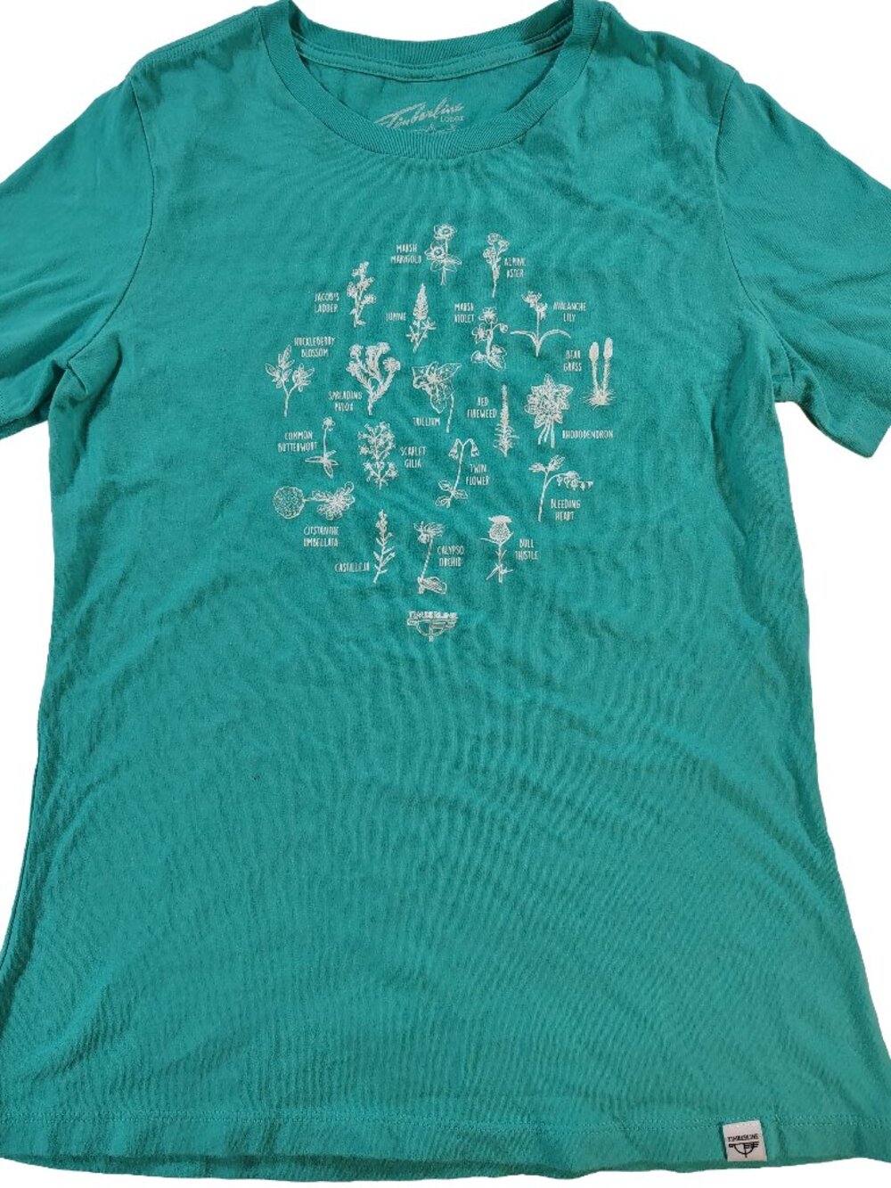 Women's Small Sea Green Short Sleeve Timberline Lodge Foliage Graphic T-Shirt
